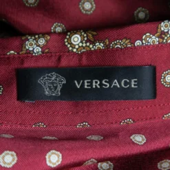 Versace Red Printed Silk Button Down Long Sleeve Shirt XL For Men -Versace Official Website luxury men versace used clothes p656561 004
