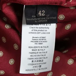 Versace Red Printed Silk Button Down Long Sleeve Shirt XL For Men -Versace Official Website luxury men versace used clothes p656561 005