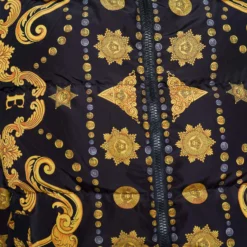 Versace Black & Gold Baroque Print Puffer Down Jacket XL For Men -Versace Official Website luxury men versace used clothes p688545 003