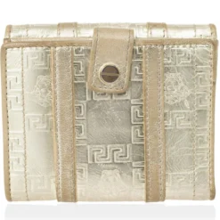 Versace Gold Embossed Leather Wallet For Men -Versace Official Website luxury men versace used handbags p27460 003