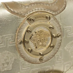 Versace Gold Embossed Leather Wallet For Men -Versace Official Website luxury men versace used handbags p27460 008