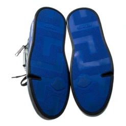 Versace Black/Blue Leather And Suede High Top Sneakers Size 42 For Men -Versace Official Website luxury men versace used shoes p197412 001