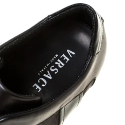 Versace Black Canvas And Leather Velcro Strap Sneakers Size 43.5 For Men -Versace Official Website luxury men versace used shoes p223500 002