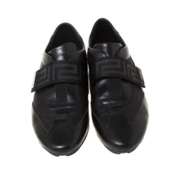 Versace Black Canvas And Leather Velcro Strap Sneakers Size 43.5 For Men -Versace Official Website luxury men versace used shoes p223500 006