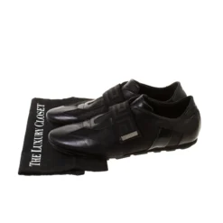 Versace Black Canvas And Leather Velcro Strap Sneakers Size 43.5 For Men -Versace Official Website luxury men versace used shoes p223500 008