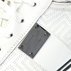 Versace White Woven Leather Lace High Top Sneakers Size 42 For Men -Versace Official Website luxury men versace used shoes p229913 002