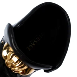 Versace Black Leather Medusa Lace High Top Sneakers Size 44 For Men -Versace Official Website luxury men versace used shoes p237386 002