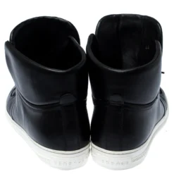 Versace Black Leather Medusa Lace High Top Sneakers Size 44 For Men -Versace Official Website luxury men versace used shoes p237386 005