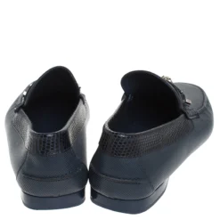 Versace Blue Leather Medusa Detail Slip On Loafers Size 41 For Men -Versace Official Website luxury men versace used shoes p254103 007