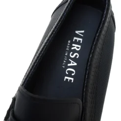 Versace Blue Leather Medusa Detail Slip On Loafers Size 41 For Men -Versace Official Website luxury men versace used shoes p254103 009