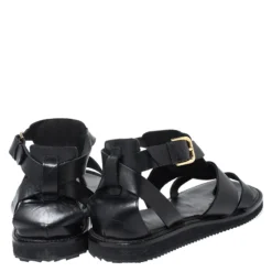 Versace Black Leather Medusa Gladiator Flat Sandals Size 43 For Men -Versace Official Website luxury men versace used shoes p260962 007