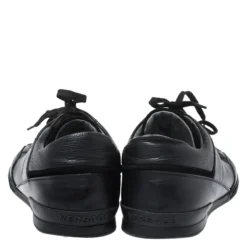 Versace Black Leather Gold Plate Low Top Sneakers Size 42 For Men -Versace Official Website luxury men versace used shoes p262912 006