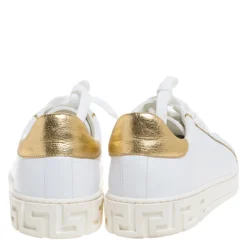 Versace White Leather Medusa Head Embellished Low Top Sneakers Size 42 For Men -Versace Official Website luxury men versace used shoes p272581 001