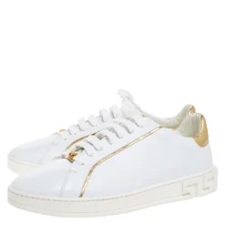 Versace White Leather Medusa Head Embellished Low Top Sneakers Size 42 For Men -Versace Official Website luxury men versace used shoes p272581 006