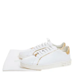 Versace White Leather Medusa Head Embellished Low Top Sneakers Size 42 For Men -Versace Official Website luxury men versace used shoes p272581 007