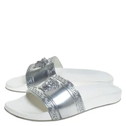 Versace Silver Rubber Medusa Head Slide Sandals Size 43 For Men -Versace Official Website luxury men versace used shoes p279040 007