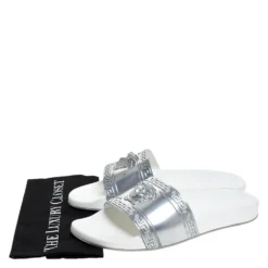 Versace Silver Rubber Medusa Head Slide Sandals Size 43 For Men -Versace Official Website luxury men versace used shoes p279040 008