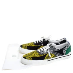 Versace Multicolor Printed Fabric And Suede Trim Low Top Lace Up Sneakers Size 43 For Men -Versace Official Website luxury men versace used shoes p279054 004