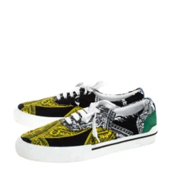 Versace Multicolor Printed Fabric And Suede Trim Low Top Lace Up Sneakers Size 43 For Men -Versace Official Website luxury men versace used shoes p279054 008