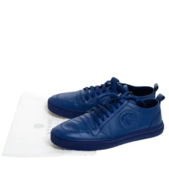Versace Blue Leather Medusa Low Top Lace Up Sneakers Size 43 For Men -Versace Official Website luxury men versace used shoes p279057 001
