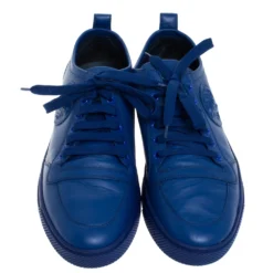 Versace Blue Leather Medusa Low Top Lace Up Sneakers Size 43 For Men -Versace Official Website luxury men versace used shoes p279057 004