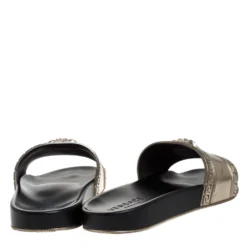Versace Bronze Rubber Medusa Head Slides Size 43 For Men -Versace Official Website luxury men versace used shoes p279061 002