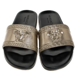 Versace Bronze Rubber Medusa Head Slides Size 43 For Men -Versace Official Website luxury men versace used shoes p279061 004