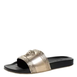 Versace Bronze Rubber Medusa Head Slides Size 43 For Men