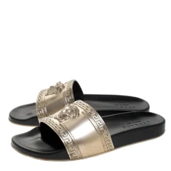 Versace Bronze Rubber Medusa Head Slides Size 43 For Men -Versace Official Website luxury men versace used shoes p279061 008