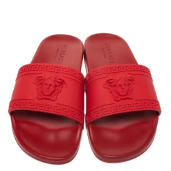 Versace Red Rubber Medusa Head Slides Size 41 For Men -Versace Official Website luxury men versace used shoes p279069 005