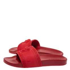 Versace Red Rubber Medusa Head Slides Size 41 For Men -Versace Official Website luxury men versace used shoes p279069 007