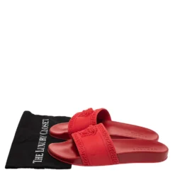 Versace Red Rubber Medusa Head Slides Size 41 For Men -Versace Official Website luxury men versace used shoes p279069 008