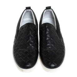 Versace Black Greek Key Embossed Leather Slip On Sneakers Size 44 For Men -Versace Official Website luxury men versace used shoes p279219 006