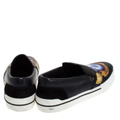 Versace Black Medusa Print Leather Slip On Sneakers Size 43 For Men -Versace Official Website luxury men versace used shoes p279238 003