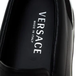 Versace Black Medusa Print Leather Slip On Sneakers Size 43 For Men -Versace Official Website luxury men versace used shoes p279238 006