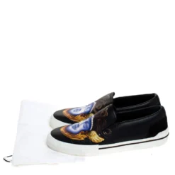 Versace Black Medusa Print Leather Slip On Sneakers Size 43 For Men -Versace Official Website luxury men versace used shoes p279238 009