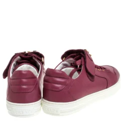 Versace Dark Pink Leather Medusa Strap Lace Up Low Top Sneakers Size 43 For Men -Versace Official Website luxury men versace used shoes p279537 001