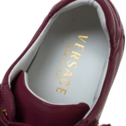 Versace Dark Pink Leather Medusa Strap Lace Up Low Top Sneakers Size 43 For Men -Versace Official Website luxury men versace used shoes p279537 005