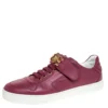 Versace Dark Pink Leather Medusa Strap Lace Up Low Top Sneakers Size 43 For Men