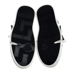 Versace Black/White Leather High Top Sneakers Size 41 For Men -Versace Official Website luxury men versace used shoes p281293 001