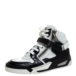 Versace Black/White Leather High Top Sneakers Size 41 For Men