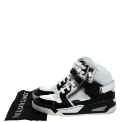 Versace Black/White Leather High Top Sneakers Size 41 For Men -Versace Official Website luxury men versace used shoes p281293 007