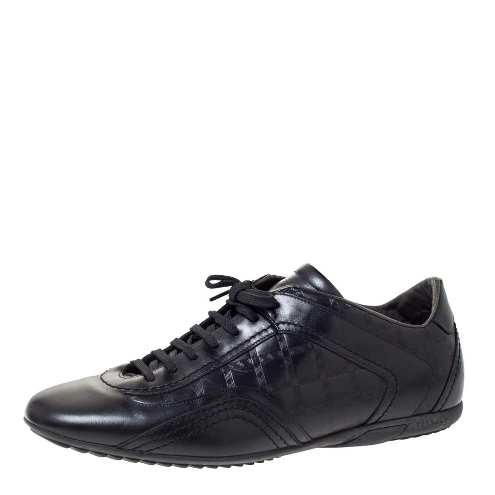 Versace Black Leather Low Top Sneakers Size 44 For Men 1 Versace Black Leather Low Top Sneakers Size 44 For Men