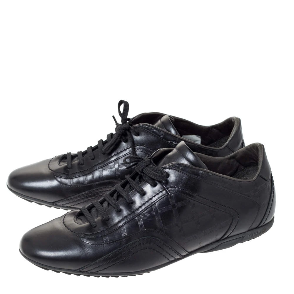 Versace Black Leather Low Top Sneakers Size 44 For Men 4 Versace Black Leather Low Top Sneakers Size 44 For Men - Image 4