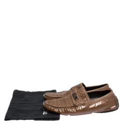 Versace Brown Woven Leather Slip On Loafers Size 41 For Men -Versace Official Website luxury men versace used shoes p309754 009