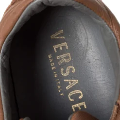 Versace Brown Suede Leather Medusa Low Top Sneakers Size 44 For Men -Versace Official Website luxury men versace used shoes p310144 003
