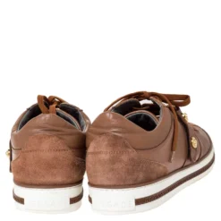 Versace Brown Suede Leather Medusa Low Top Sneakers Size 44 For Men -Versace Official Website luxury men versace used shoes p310144 005