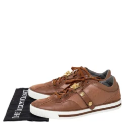 Versace Brown Suede Leather Medusa Low Top Sneakers Size 44 For Men -Versace Official Website luxury men versace used shoes p310144 008