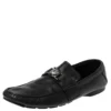 Versace Black Leather Medusa Detail Slip On Loafers Size 43 For Men