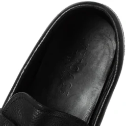 Versace Black Leather Medusa Detail Slip On Loafers Size 43 For Men -Versace Official Website luxury men versace used shoes p310595 004